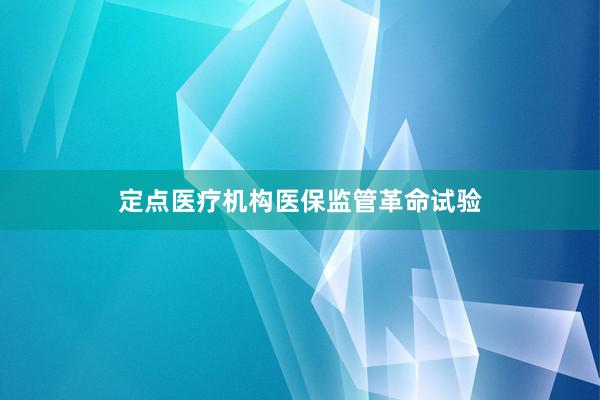 定点医疗机构医保监管革命试验
